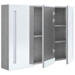vidaXL Armoire de salle de bain à miroir LED Gris béton 89x14x62 cm