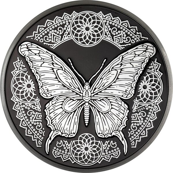 Pièce de monnaie en Argent 5 Dollars g 31.1 (1 oz) Millésime 2025 BUTTERFLY