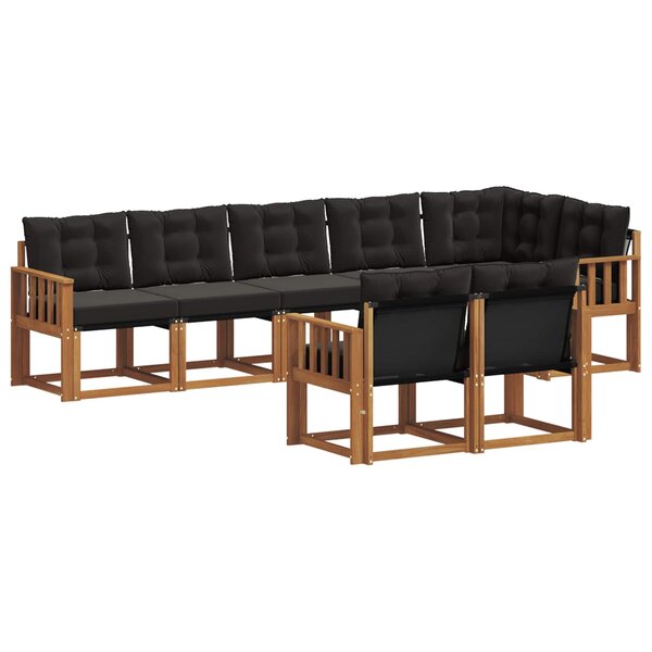 vidaXL Ensemble de canapés d'extérieur 8 pc Naturel et Noir