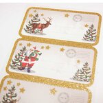 12 étiquettes adhésives de Noël - Cerfs de Laponie et Père Noël
