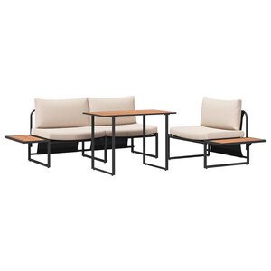 vidaXL Ensemble de salle à manger pour jardin 3 pc Taupe Acier