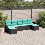 vidaXL Salon de jardin 7 Pièces avec coussins noir résine tressée