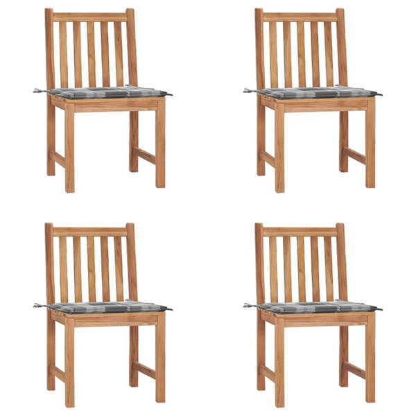 vidaXL Chaises de jardin lot de 4 avec coussins Bois de teck massif