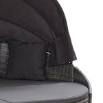 vidaXL Chaise longue d'extérieur avec auvent Résine tressée Gris