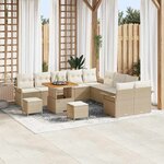 vidaXL Ensemble de canapé de jardin avec coussin 13 Pièces Beige  Crème