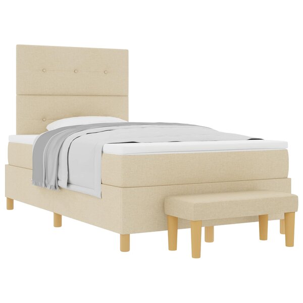 vidaXL Lit à ressorts avec tête de lit Crème 200 x 120 cm tissu