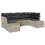vidaXL Ensemble de canapé de jardin 6 Pièces Gris clair Poly rotin