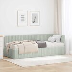 vidaXL Cadre de lit d'angle avec matelas 2 Pièces Gris clair Velours