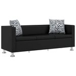 vidaXL Canapé à 3 places cuir artificiel noir