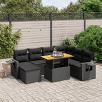 vidaXL Salon de jardin 8 Pièces avec coussins noir résine tressée