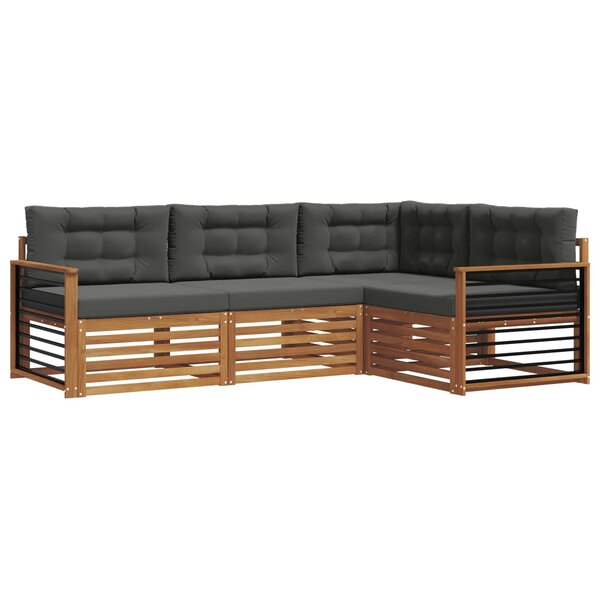 vidaXL Ensemble de canapés d'extérieur 4 pc Naturel et Anthracite