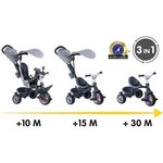 Smoby - Tricycle Baby Driver Plus Gris - Vélo Evolutif Enfant Des 10 Mois - Roues Silencieuses - Frein de Parking