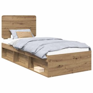 vidaXL Cadre de lit Chêne artisan 90 x 190 cm Pin massif