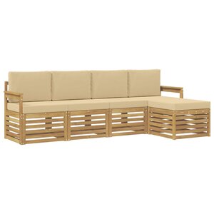 vidaXL Ensemble de canapés d'extérieur 5 Pièces Blanc et Beige
