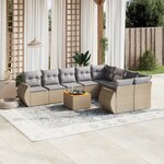 vidaXL Salon de jardin avec coussins 10 Pièces beige résine tressée