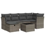 vidaXL Salon de jardin avec coussins 7 Pièces gris résine tressée
