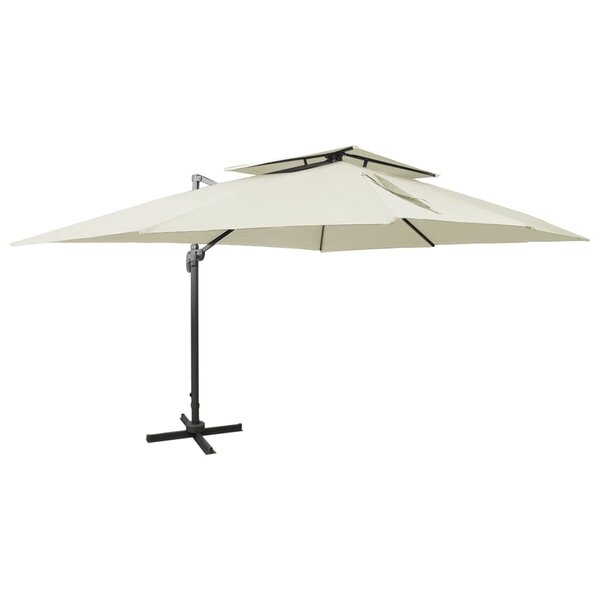 vidaXL Parasol déporté à double toit Sable 400x300 cm