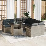 vidaXL Ensemble de canapé de jardin 9 Pièces Gris clair Poly rotin