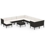 vidaXL Salon de jardin 12 Pièces avec coussins résine tressée noir