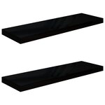 vidaXL Étagère murale flottante 2 Pièces Noir brillant 80x23 5x3 8 cm MDF