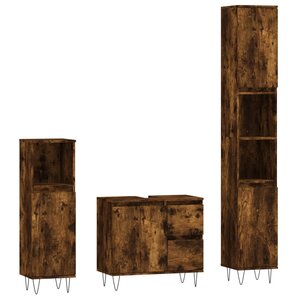 vidaXL Ensemble de meubles de salle de bain 3 Pièces Chêne fumé