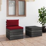 vidaXL Salon palette de jardin 2 Pièces avec coussins Bois de pin massif