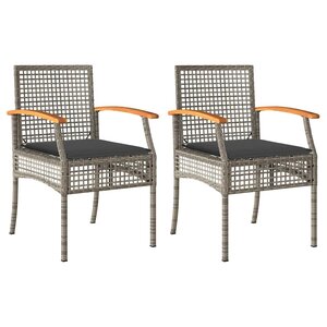 vidaXL Chaises de jardin coussins lot de 2 gris résine tressée acacia