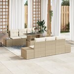 vidaXL Ensemble de canapé de jardin 7 pièces avec coussins beige en poly rotin