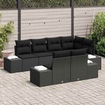 vidaXL Ensemble de canapé de jardin avec coussin 7 Pièces Noir