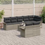 vidaXL Ensemble de canapé de jardin 9 Pièces Gris clair Poly rotin