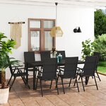 vidaXL Ensemble à manger de jardin 9 Pièces noir