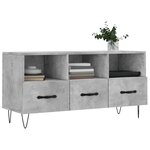 vidaXL Meuble TV gris béton 102x36x50 cm bois d'ingénierie
