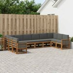 vidaXL Ensemble de canapés d'extérieur 10 Pièces Naturel et Anthracite