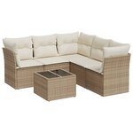 vidaXL Salon de jardin avec coussins 6 Pièces beige résine tressée