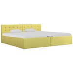 vidaXL Cadre de lit à stockage hydraulique jaune lime tissu 180x200 cm