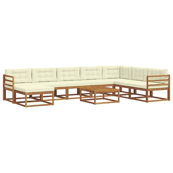 vidaXL Ensemble de canapés d'extérieur 9 Pièces Naturel et Crème