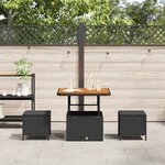 vidaXL Ensemble de salle à manger pour jardin 3 Pièces Noir Poly rotin