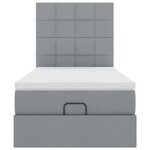 vidaXL Lit ottoman avec matelas et LED gris clair 90x200 cm tissu