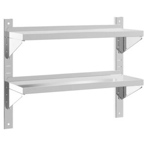 vidaXL Étagère murale 2 niveaux 75x23 5x60 cm argenté acier inoxydable