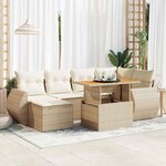 vidaXL Salon de jardin avec coussins 7 Pièces beige résine tressée