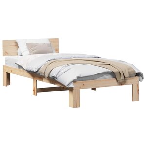 vidaXL Cadre de lit avec tête de lit Naturel 90 x 190 cm Pin massif