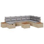 Ensemble de canapé de jardin 9 pièces vidaXL avec coussins Beige Poly Rattan