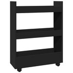 vidaXL Chariot de rangement étroit 3 niveaux noir bois d'ingénierie
