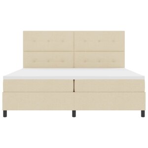vidaXL Lit à ressorts avec matelas avec LED Crème 200 x 200 cm tissu