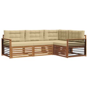 vidaXL Ensemble de canapés d'extérieur 4 pc Naturel et Beige