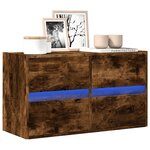 vidaXL Meuble TV mural avec lumières LED chêne fumé 80x31x45 cm