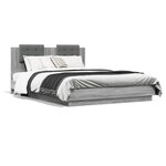 vidaXL Cadre de lit avec LED sans matelas sonoma gris 120x200 cm