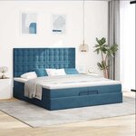 vidaXL Cadre de lit ottoman avec matelas bleu foncé 200x200 cm velours