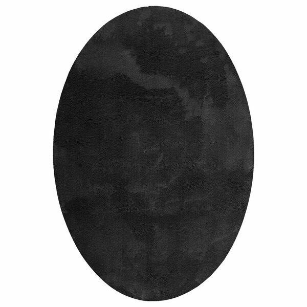 vidaXL Tapis de surface ovale HUARTE Noir 140 x 200 cm 100  Polyester