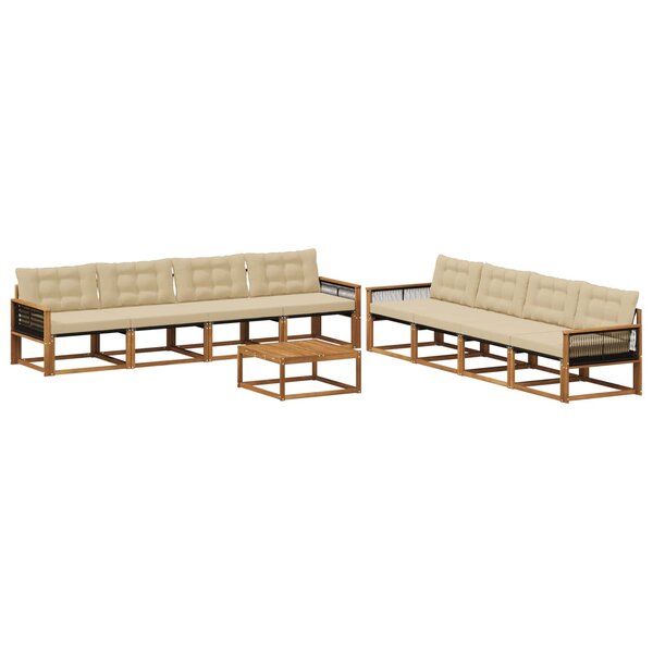vidaXL Ensemble de canapés d'extérieur 9 Pièces Naturel et Beige